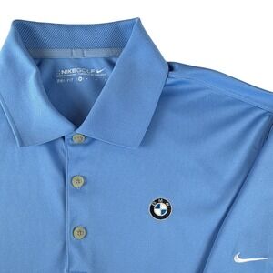 Nike Golf BMW Dri-FIT Polo Shirt Mens Medium Blue Short Sleeve Performance Top